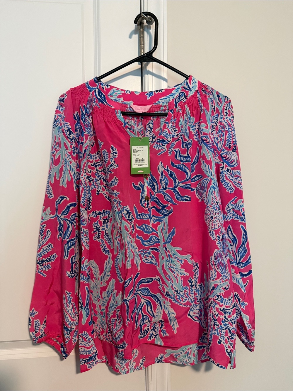 Lilly Pulitzer Pink Floral-Print Elsa Long Sleeve Silk